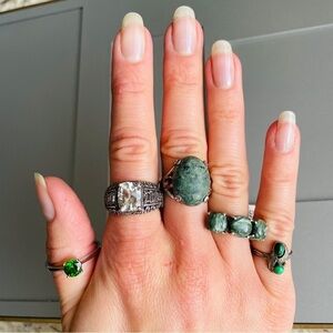 🎄 Sterling Silver Rings With Green Gemstones ❇️ ASK FOR PRICES